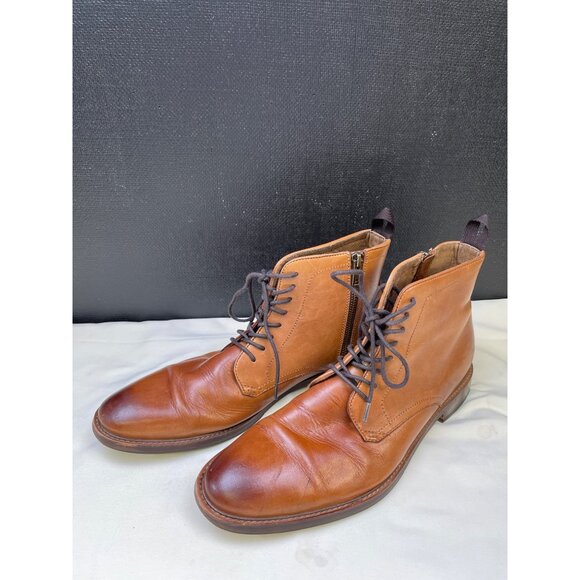 Aldo Mens Brown Leather Ankle Boots Shoes Zip up SIde Size 10 SKU 6360